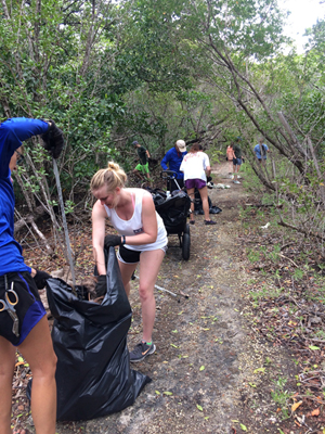 Photo of clean-up along the Johnson Tract in action.
