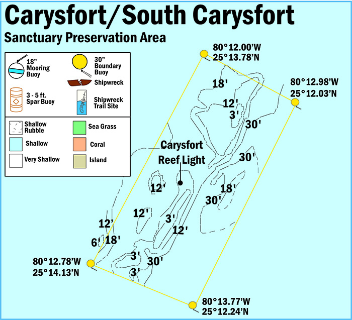Map of Carysfort Sanctuary Preservation Area