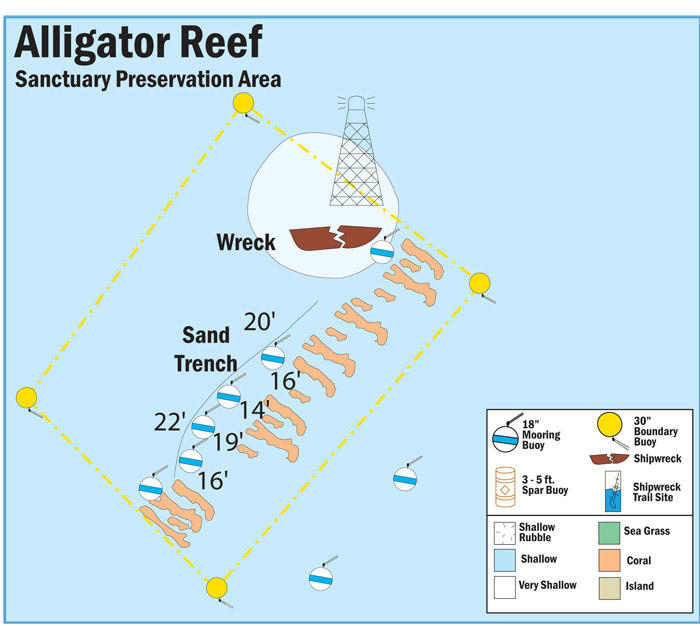 Map of Buoys in Alligator Reef Sanctuary Preservation Area
