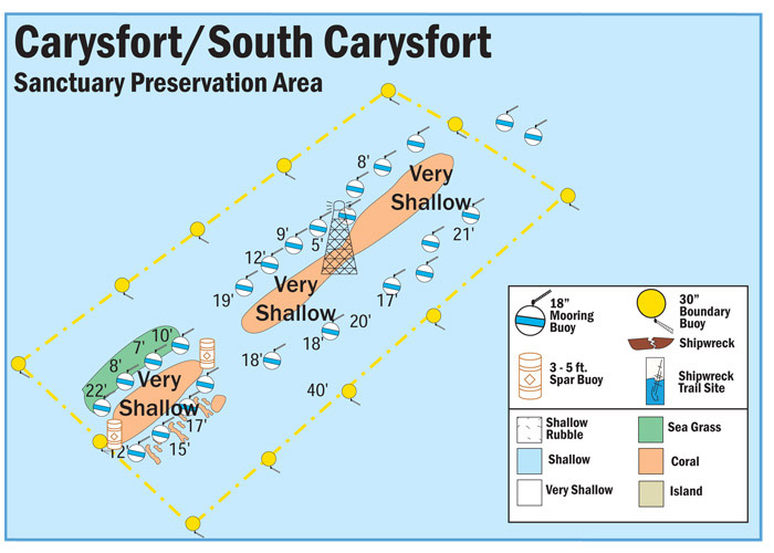 Map of Buoys in Carysfort Sanctuary Preservation Area
