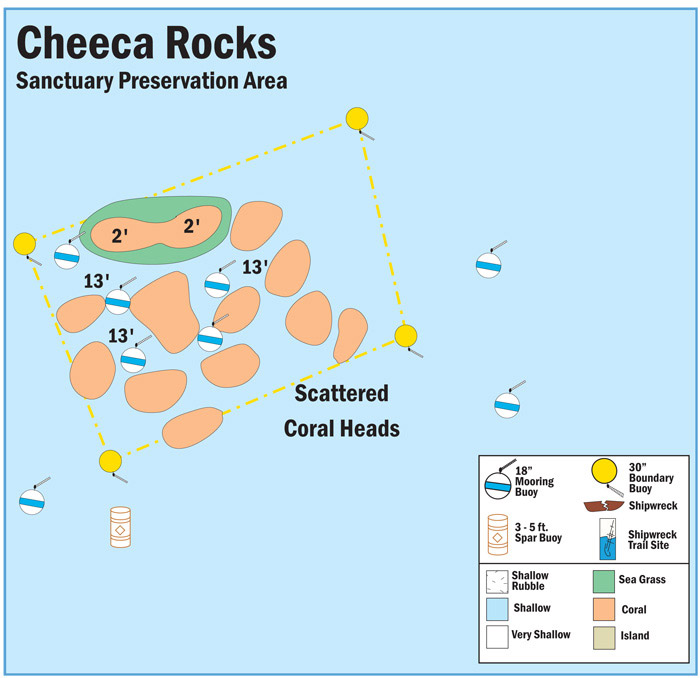 Map of Buoys in Cheeca Rocks Sanctuary Preservation Area