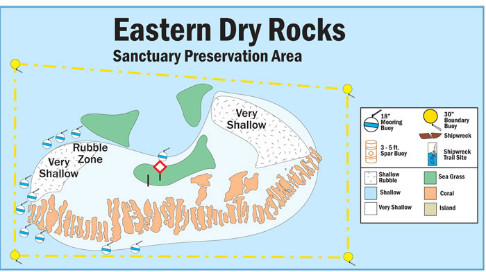 Map of Buoys in Eastern Dry Rocks Sanctuary Preservation Area