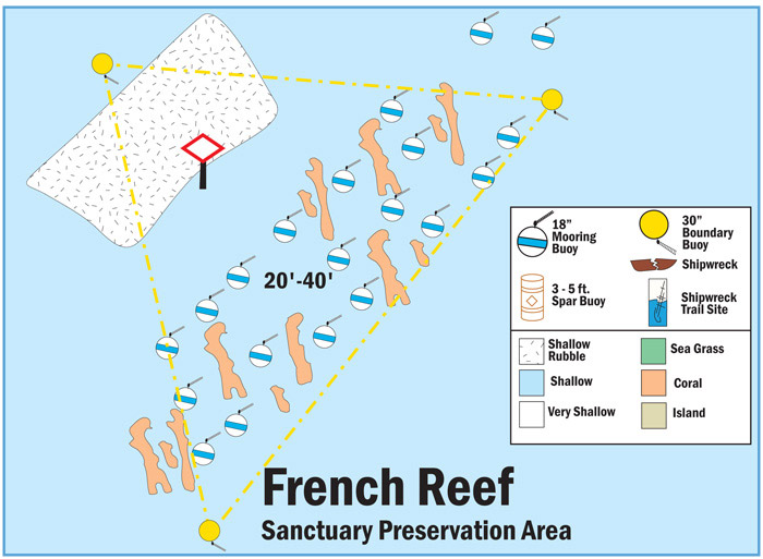Map of Buoys in French Reef Sanctuary Preservation Area