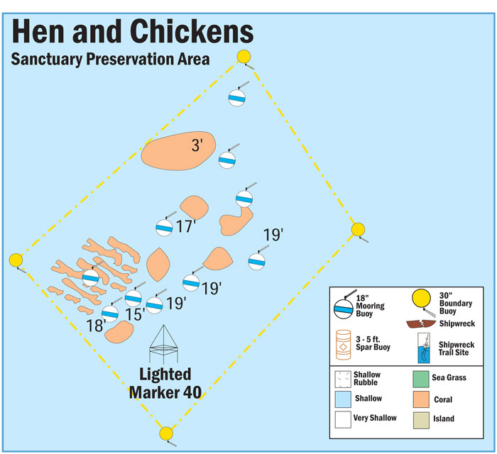 Map of Buoys in Hen and Chickens Sanctuary Preservation Area