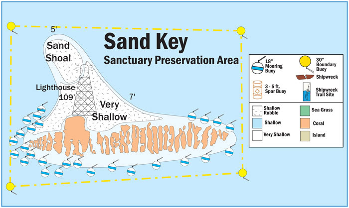 Map of Buoys in Sand Key Sanctuary Preservation Area