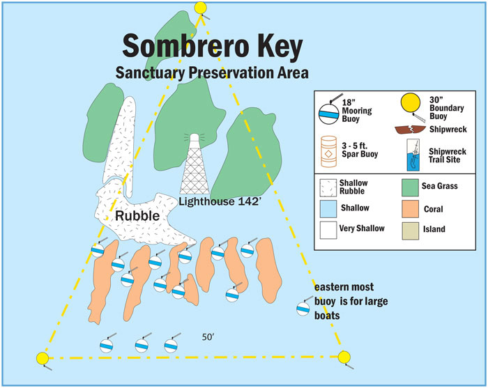 Map of Buoys in Sombrero Key Sanctuary Preservation Area