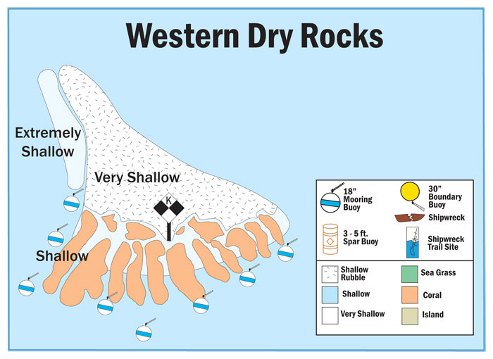 Map of Buoys at Western Dry Rocks