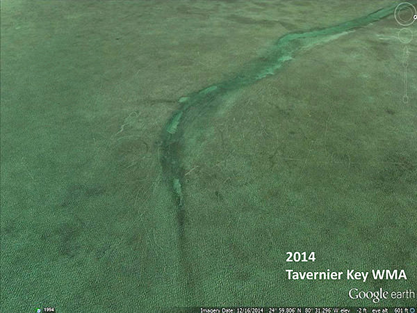 Aerial views near Tavernier Creek taken in 2014 showing a recovery