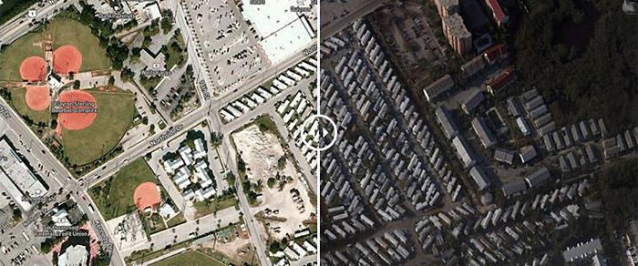 aerial imagery of before and after hurricane irma
