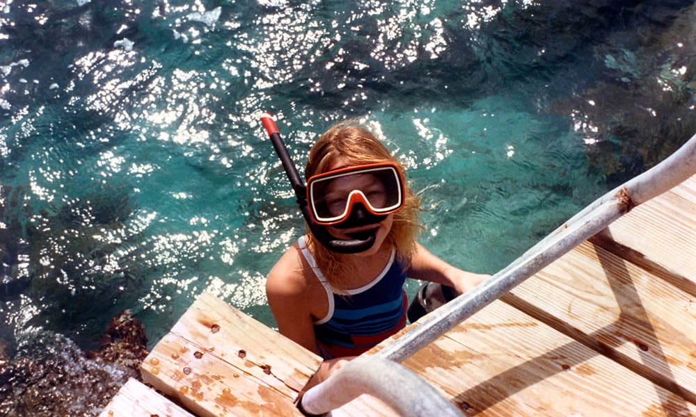 Sarah Fangman snorkeling as a young girl