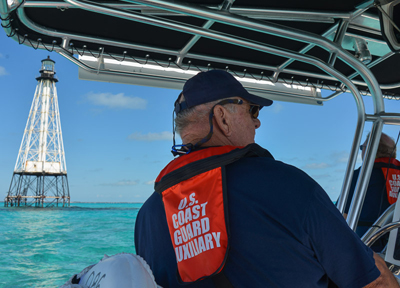 Coast Guard Auxiliary patrols protected area.Photo by David Gross.