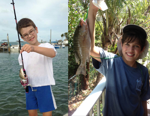 Kids show off their catch.