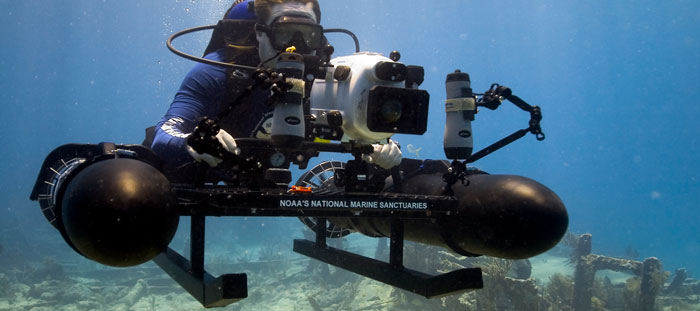 photographing a  wreck site in Florida Keys National Marine Sanctuary