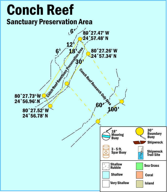 Map of Conch Reef Sanctuary Preservation Area