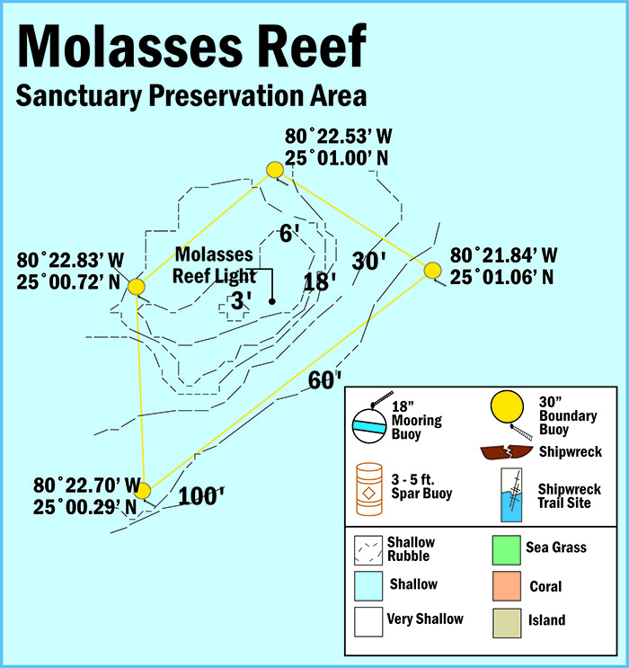 Map of Molasses Reef Sanctuary Preservation Area