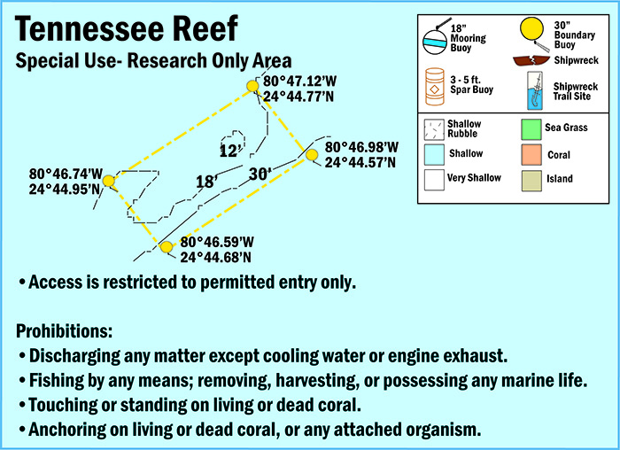 Map of Tennessee Reef Research Only Area