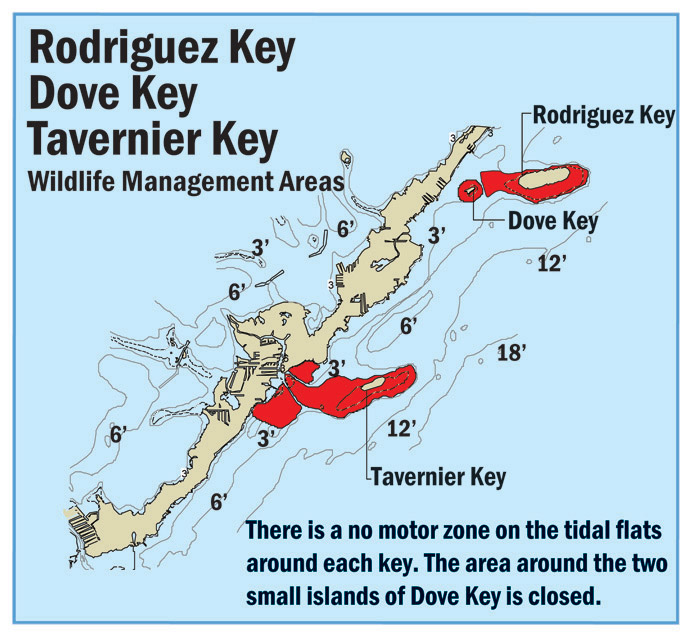 Map of Rodriguez Key, Dove Key, and Tavernier Key Wildlife Management Areas
